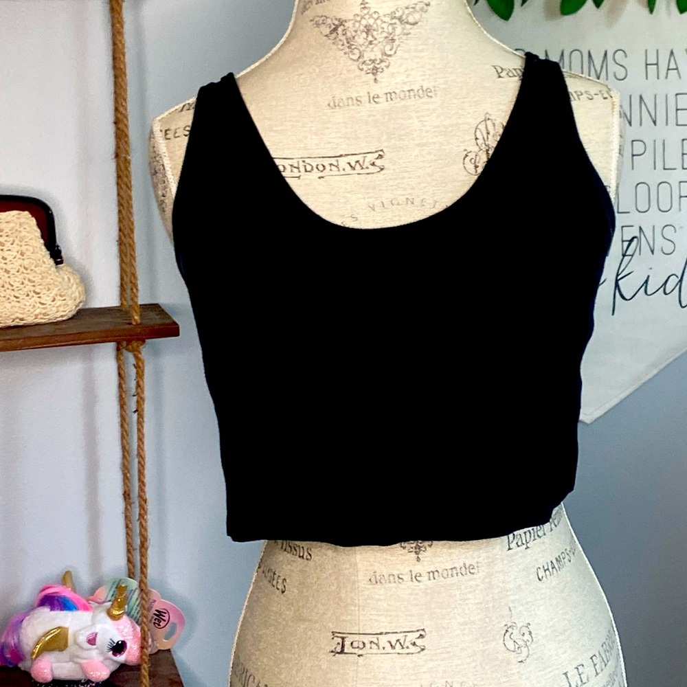 Wild Fable XXL Black Ribbed Sleeveless Crop Top